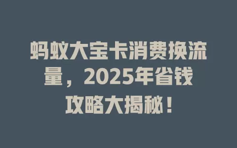 蚂蚁大宝卡消费换流量，2025年省钱攻略大揭秘！