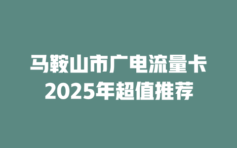 马鞍山市广电流量卡2025年超值推荐