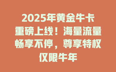2025年黄金牛卡重磅上线！海量流量畅享不停，尊享特权仅限牛年