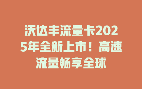 沃达丰流量卡2025年全新上市！高速流量畅享全球