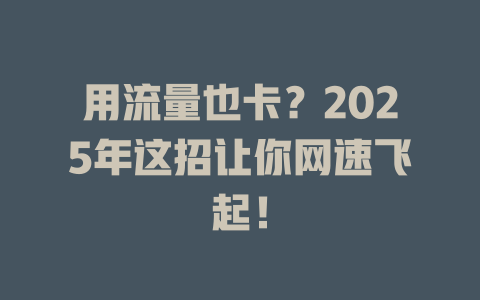 用流量也卡？2025年这招让你网速飞起！