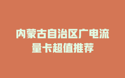 内蒙古自治区广电流量卡超值推荐