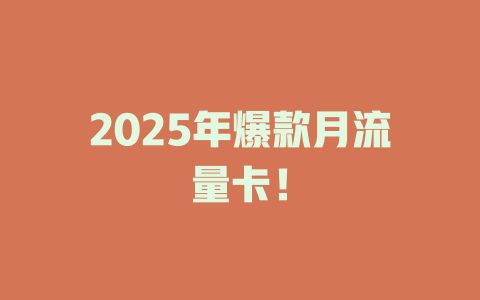 2025年爆款月流量卡！