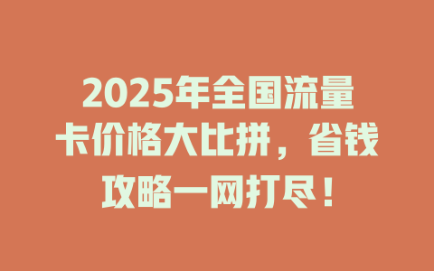 2025年全国流量卡价格大比拼，省钱攻略一网打尽！