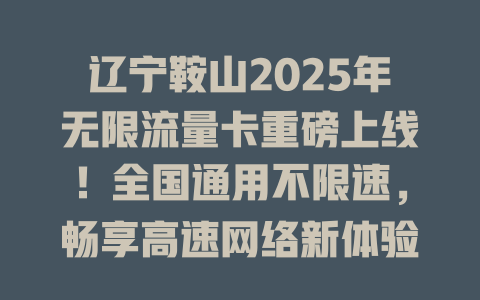 辽宁鞍山2025年无限流量卡重磅上线！全国通用不限速，畅享高速网络新体验