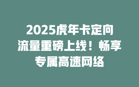 2025虎年卡定向流量重磅上线！畅享专属高速网络