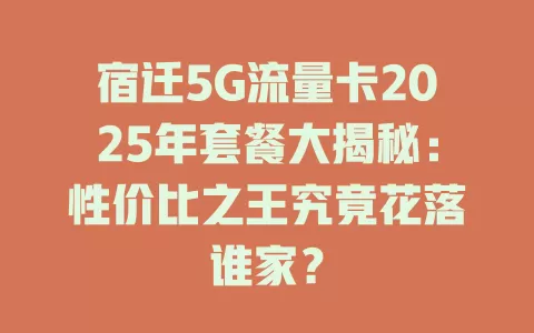 宿迁5G流量卡2025年套餐大揭秘：性价比之王究竟花落谁家？