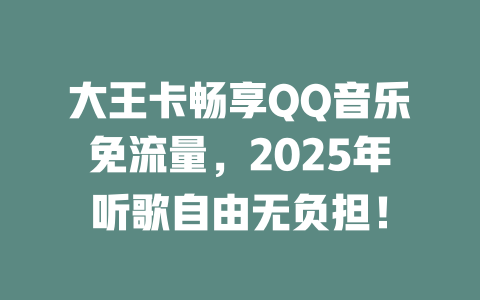 大王卡畅享QQ音乐免流量，2025年听歌自由无负担！