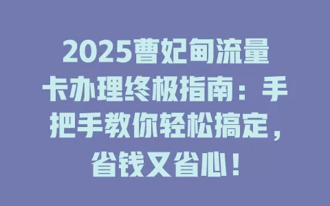 2025曹妃甸流量卡办理终极指南：手把手教你轻松搞定，省钱又省心！