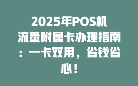 2025年POS机流量附属卡办理指南：一卡双用，省钱省心！
