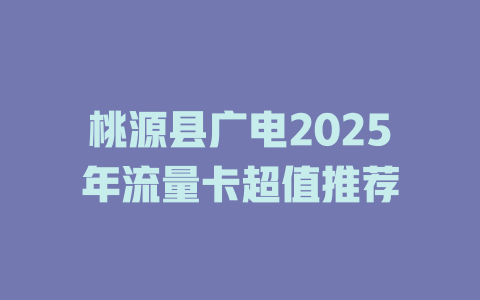 桃源县广电2025年流量卡超值推荐