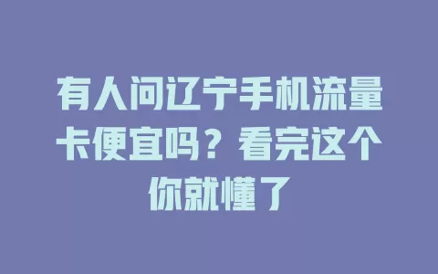 有人问辽宁手机流量卡便宜吗？看完这个你就懂了