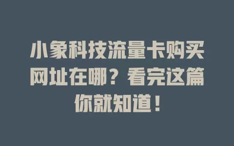 小象科技流量卡购买网址在哪？看完这篇你就知道！
