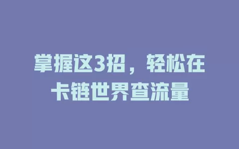 掌握这3招，轻松在卡链世界查流量