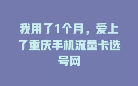 我用了1个月，爱上了重庆手机流量卡选号网