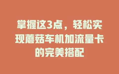 掌握这3点，轻松实现蘑菇车机加流量卡的完美搭配