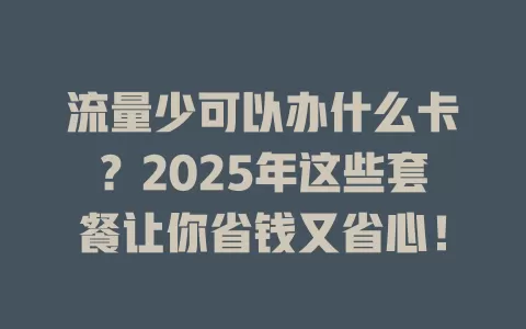 流量少可以办什么卡？2025年这些套餐让你省钱又省心！