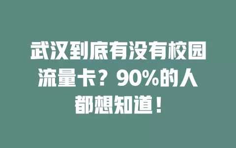 武汉到底有没有校园流量卡？90%的人都想知道！