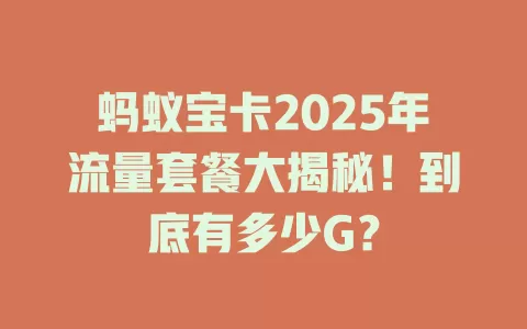 蚂蚁宝卡2025年流量套餐大揭秘！到底有多少G？