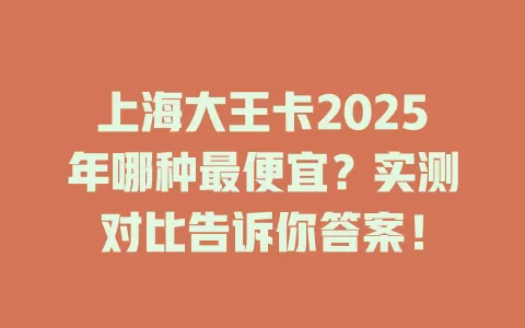 上海大王卡2025年哪种最便宜？实测对比告诉你答案！