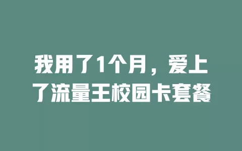 我用了1个月，爱上了流量王校园卡套餐