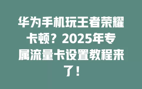 华为手机玩王者荣耀卡顿？2025年专属流量卡设置教程来了！