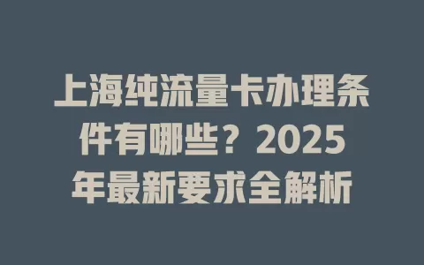 上海纯流量卡办理条件有哪些？2025年最新要求全解析