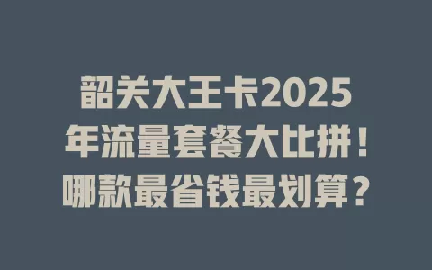 韶关大王卡2025年流量套餐大比拼！哪款最省钱最划算？