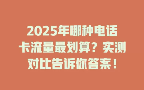 2025年哪种电话卡流量最划算？实测对比告诉你答案！