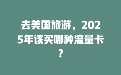 去美国旅游，2025年该买哪种流量卡？