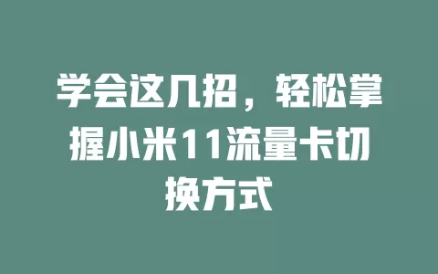 学会这几招，轻松掌握小米11流量卡切换方式