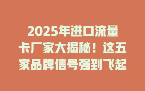 2025年进口流量卡厂家大揭秘！这五家品牌信号强到飞起
