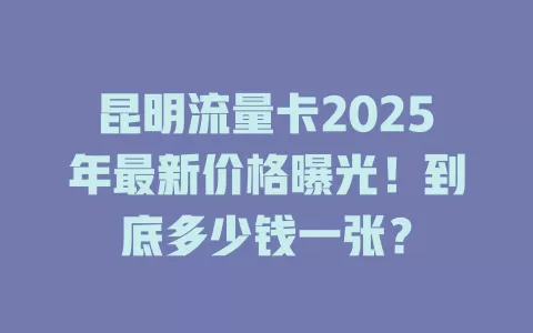 昆明流量卡2025年最新价格曝光！到底多少钱一张？