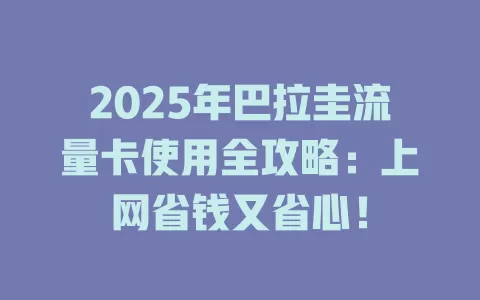 2025年巴拉圭流量卡使用全攻略：上网省钱又省心！