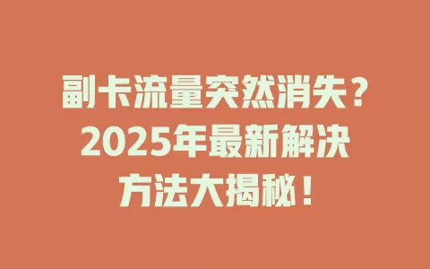 副卡流量突然消失？2025年最新解决方法大揭秘！
