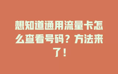 想知道通用流量卡怎么查看号码？方法来了！