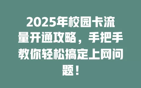 2025年校园卡流量开通攻略，手把手教你轻松搞定上网问题！