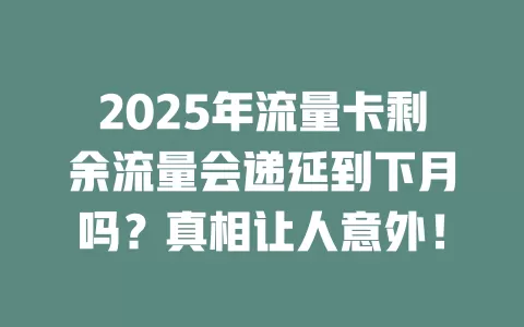 2025年流量卡剩余流量会递延到下月吗？真相让人意外！