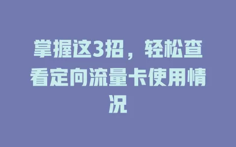 掌握这3招，轻松查看定向流量卡使用情况