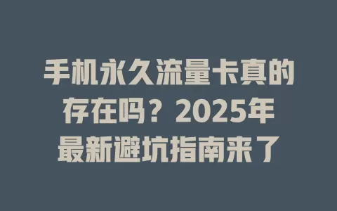 手机永久流量卡真的存在吗？2025年最新避坑指南来了