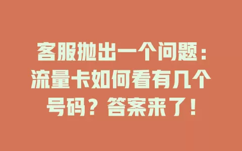 客服抛出一个问题：流量卡如何看有几个号码？答案来了！