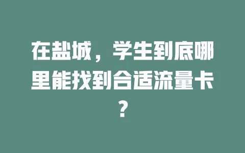 在盐城，学生到底哪里能找到合适流量卡？