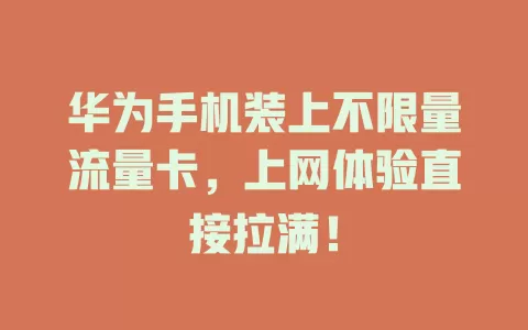 华为手机装上不限量流量卡，上网体验直接拉满！