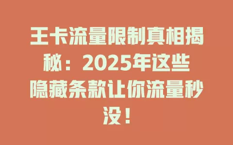 王卡流量限制真相揭秘：2025年这些隐藏条款让你流量秒没！