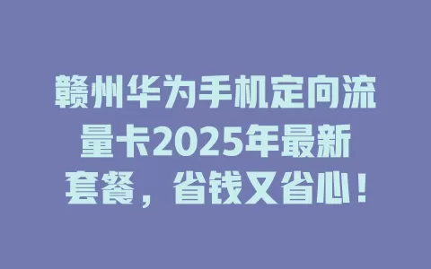 赣州华为手机定向流量卡2025年最新套餐，省钱又省心！