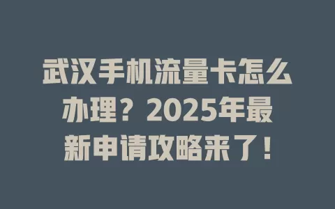 武汉手机流量卡怎么办理？2025年最新申请攻略来了！