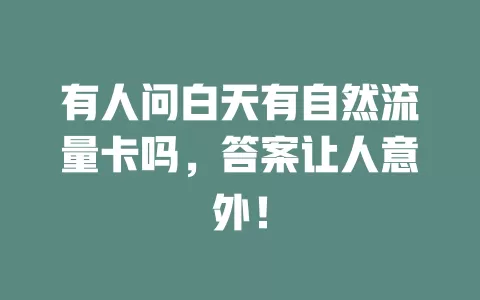 有人问白天有自然流量卡吗，答案让人意外！