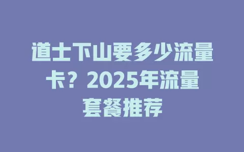 道士下山要多少流量卡？2025年流量套餐推荐