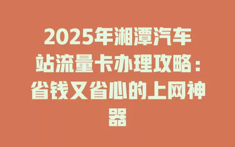 2025年湘潭汽车站流量卡办理攻略：省钱又省心的上网神器
