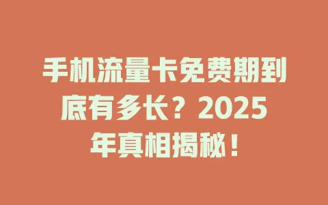 手机流量卡免费期到底有多长？2025年真相揭秘！